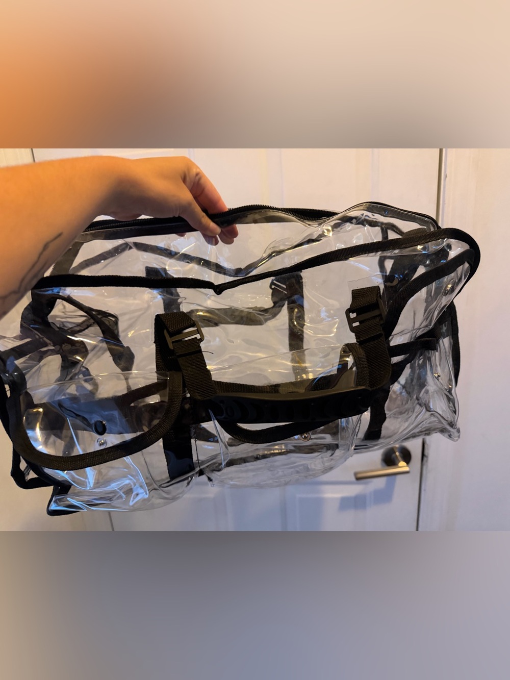 Clear Cometic Bag Shoulder Bag Makeup Tote Bag with Strap and Zipper